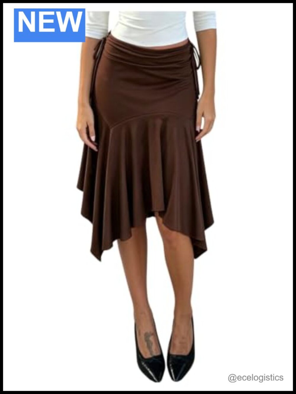 Verdusa Flowy Asymmetrical Ruffle Midi Skirt